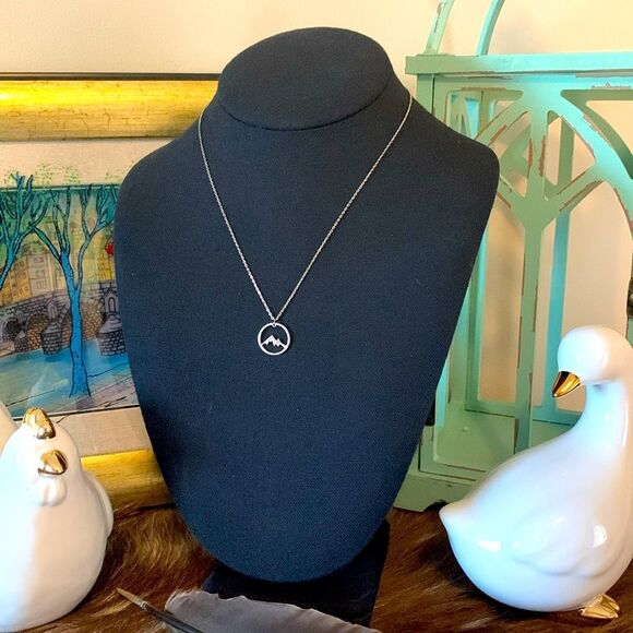 Silver Tone Mountain Pendant on a Delicate Chain - Picture 1 of 7